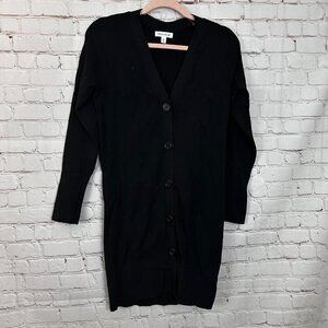 Prologue Black Ribbed Long Cardigan Sweater Size XS‎